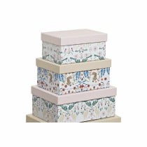 Satz stapelbarer Organizerboxen DKD Home Decor tiere Blomster Pappe (43,5 x 33,5 x 15,5 cm)