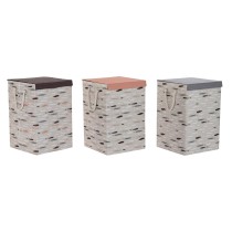 Laundry basket DKD Home Decor With lid 36 x 36 x 55 cm Grey Orange (3 Units)