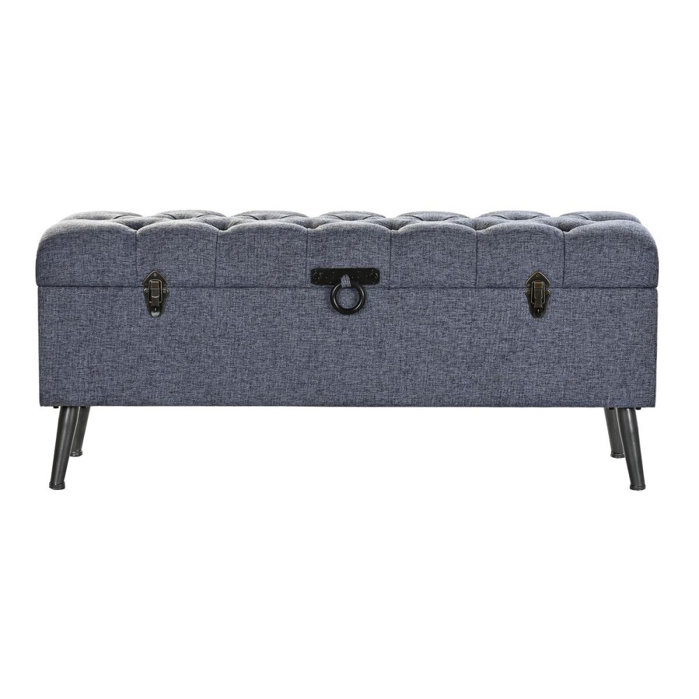 Banc de coffre DKD Home Decor Bleu Métal Polyester MDF (121 x 42 x 53 cm)