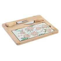 Tablett für Snacks DKD Home Decor 24,5 x 20 x 1,2 cm Beige grün Steingut