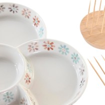 Tablett für Snacks DKD Home Decor Bunt 22 x 22 x 3 cm Steingut