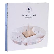 Tablett für Snacks DKD Home Decor 23,5 x 23,5 x 3 cm Bunt Steingut