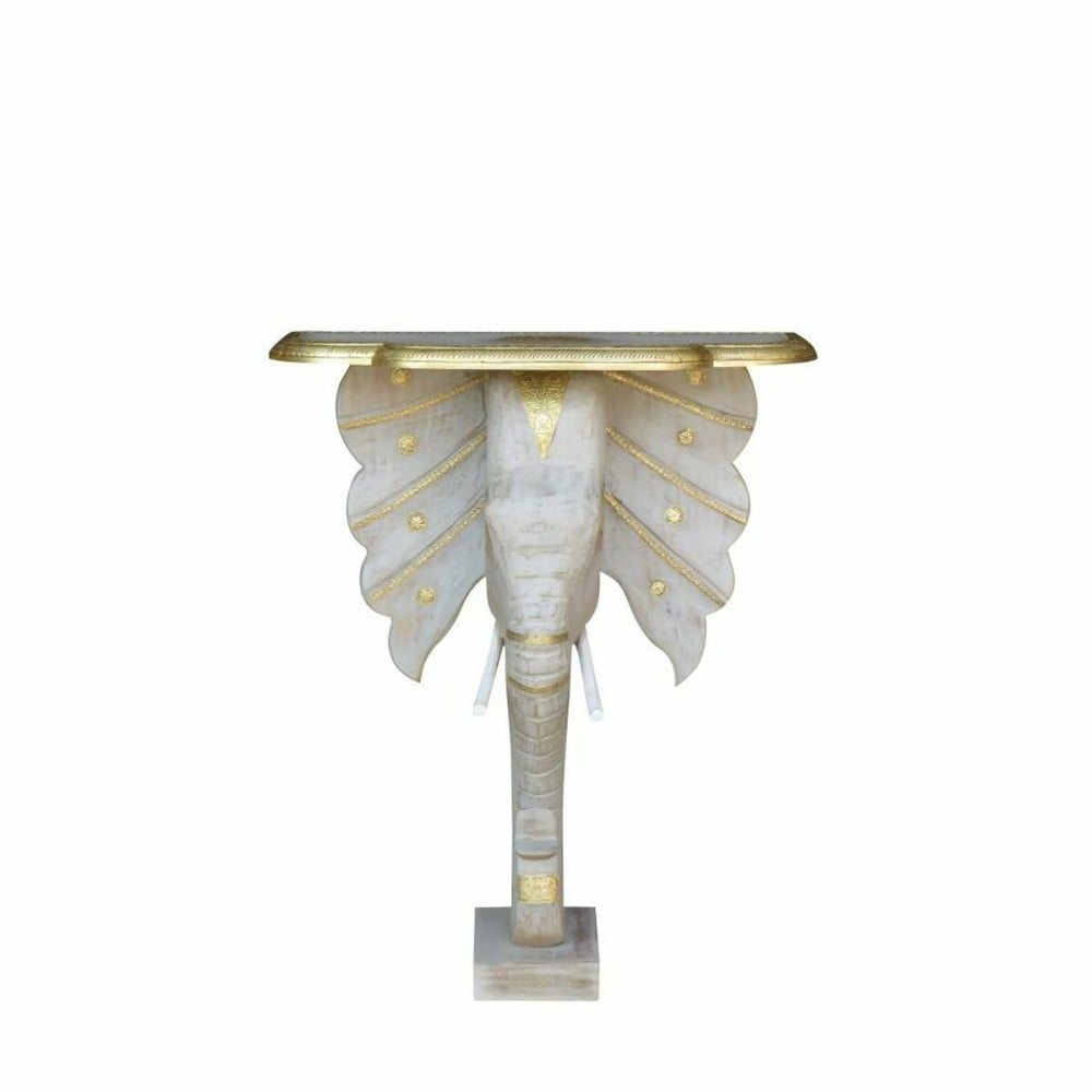 Console DKD Home Decor Elephant White Grey Golden Brass Mango wood 80 x 30 x 96 cm