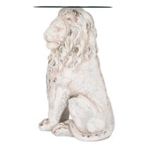 Table d'appoint DKD Home Decor Lion 52 x 44 x 72 cm Verre Gris Métal Blanc Magnésium