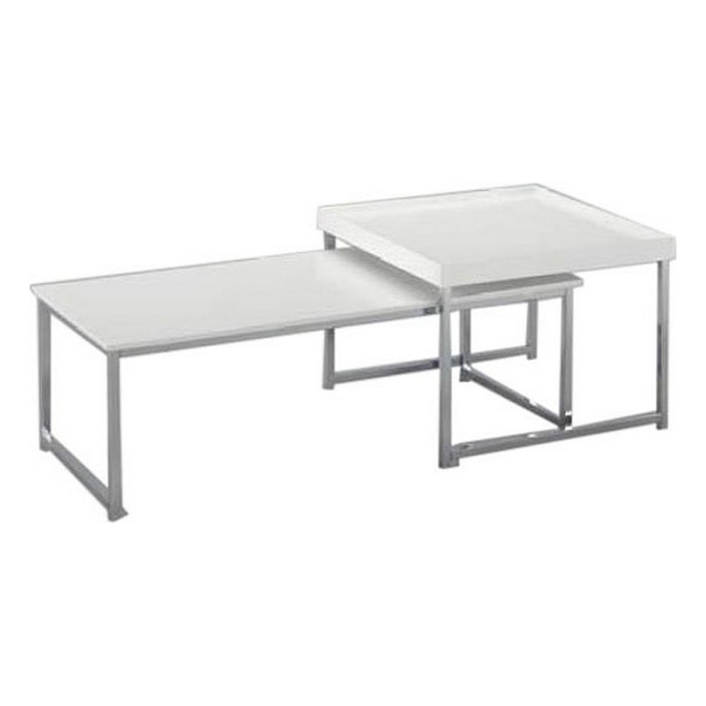 Table Basse DKD Home Decor Blanc Argenté Acier Bois MDF 110 x 48 x 45 cm