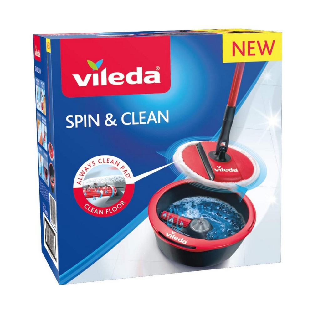 Mop with Bucket Vileda Spin & Clean Drehend PP