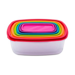 Set of 6 lunch boxes 5five Simply Smart polypropylene 300 ml 225 ml 175 ml 12,5 ml 0,3 g 245 ml Multicolour Rectangular