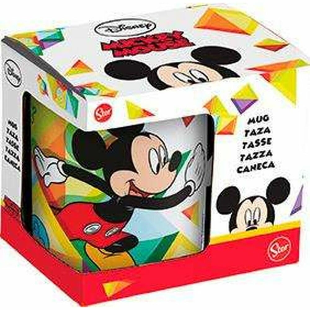 Henkelbecher Mickey Mouse Happy smiles Blau Rot aus Keramik 350 ml