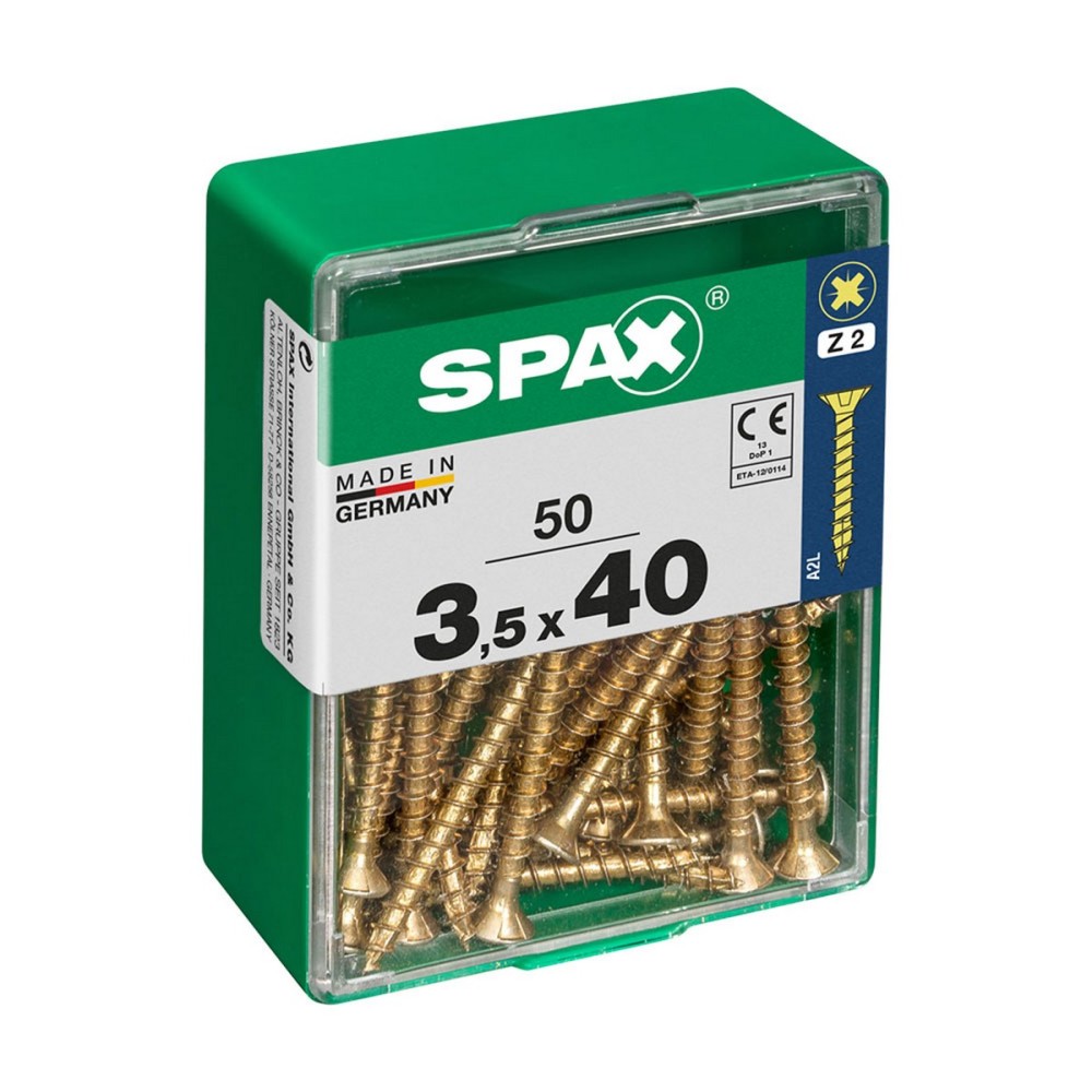 Schraubenkasten SPAX Yellox Holz Flacher Kopf 50 Stücke (3,5 x 40 mm)