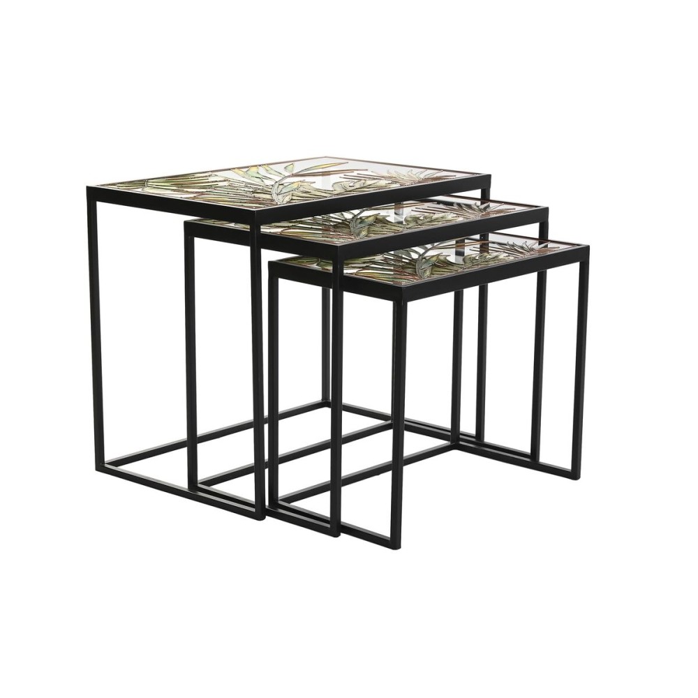 Set of 3 tables DKD Home Decor Black Green Golden 60 x 40 x 50 cm