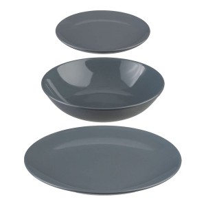 Assiettes Secret de Gourmet Gris Céramique 18 Pièces