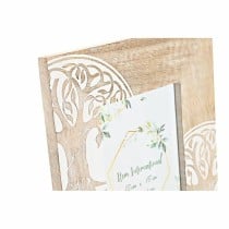 Cadre photo DKD Home Decor Blanc Marron Bois Verre Bois de manguier Arbre Indien 23 x 2 x 28 cm