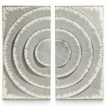 Décoration murale DKD Home Decor 2 Pièces Argenté Gris Moderne Cercles Bois MDF (90 x 2 x 90 cm)