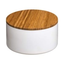 Storage Box with Lid 5five Simply Smart Natureo White Natural Glass Bamboo ABS ø 13,5 x 7 cm