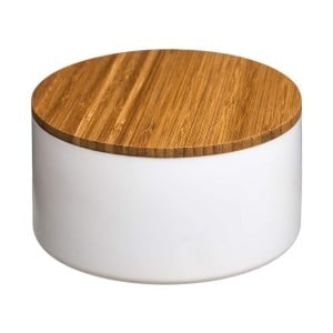 Storage Box with Lid 5five Simply Smart Natureo White Natural Glass Bamboo ABS ø 13,5 x 7 cm