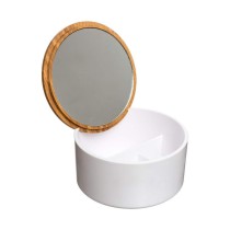 Boîte de rangement avec couvercle 5five Simply Smart Natureo Blanc Naturel verre Bambou ABS ø 13,5 x 7 cm