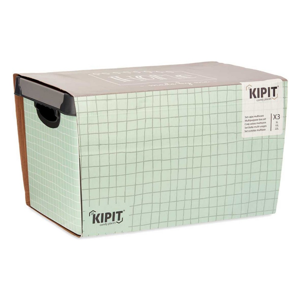 Jeu de Caisses de Rangement Empilables Kipit Home Plastique 29 x 23,5 x 39 cm