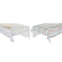 Nappe et serviettes de table DKD Home Decor 2 Unités 150 x 150 x 0,5 cm Gris Bleu ciel