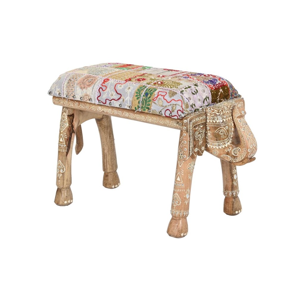 Hocker DKD Home Decor Bunt Polyester Mango-Holz 65 x 31,7 x 38 cm Elefant