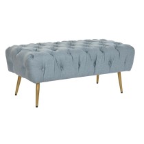 Bench DKD Home Decor   103 x 46 x 42 cm Blue Golden Metal