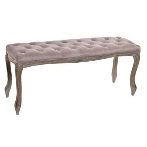 Banquette DKD Home Decor Rose Naturel Rose clair Polyester Bois Bois d'hévéa 112 x 38 x 48 cm