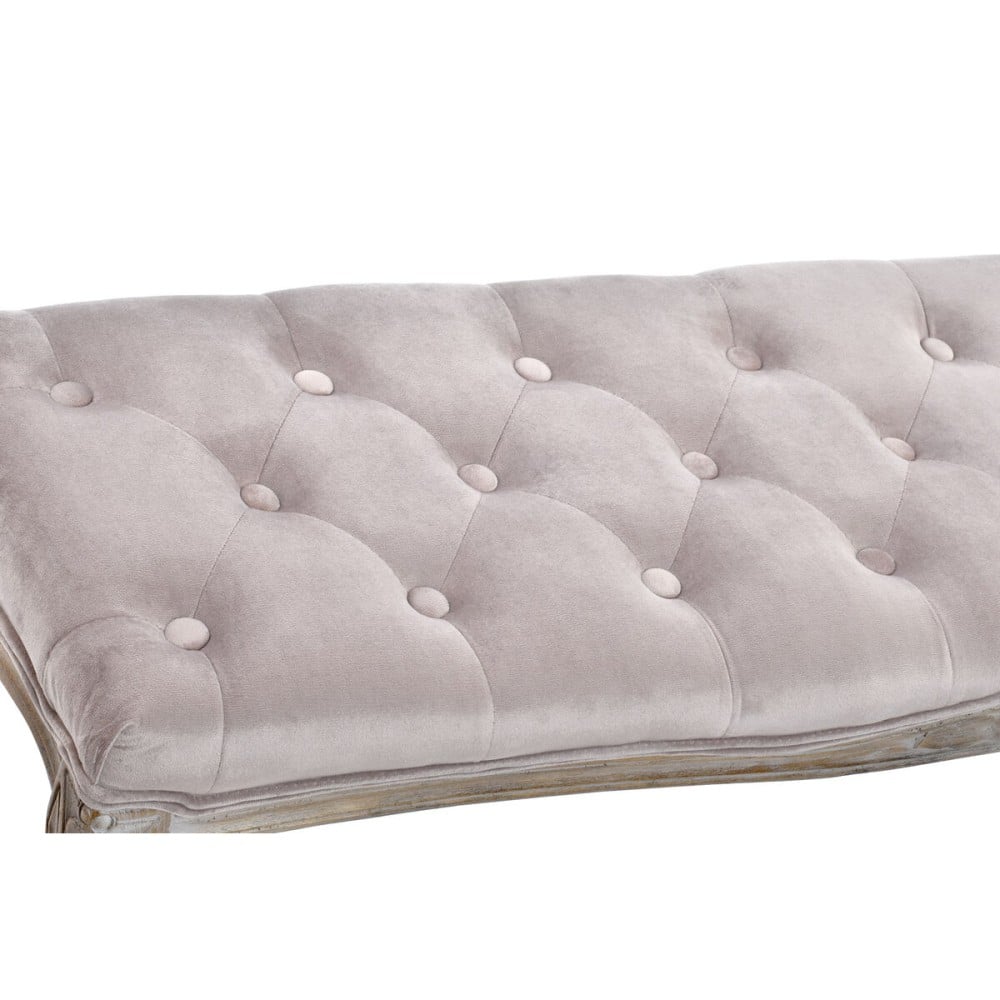 Banquette DKD Home Decor Rose Naturel Rose clair Polyester Bois Bois d'hévéa 112 x 38 x 48 cm