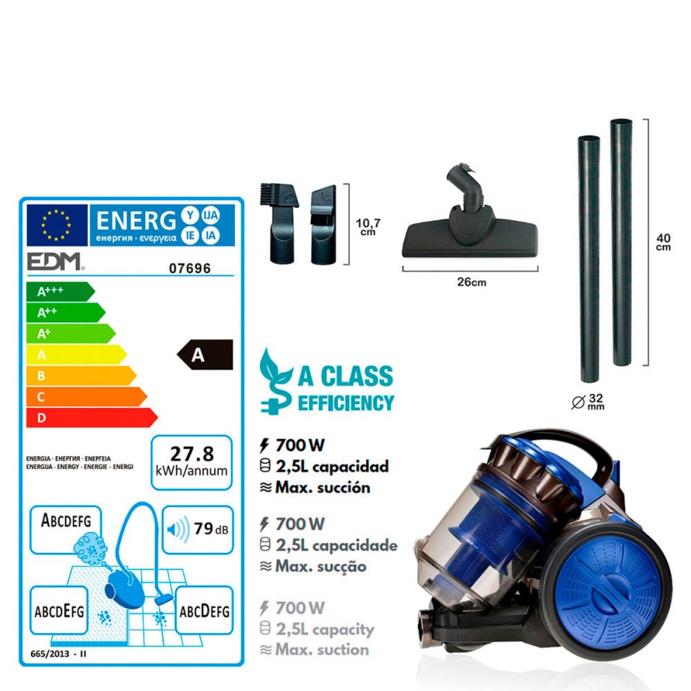 Bagless Vacuum Cleaner EDM 07696 Blue 700 W