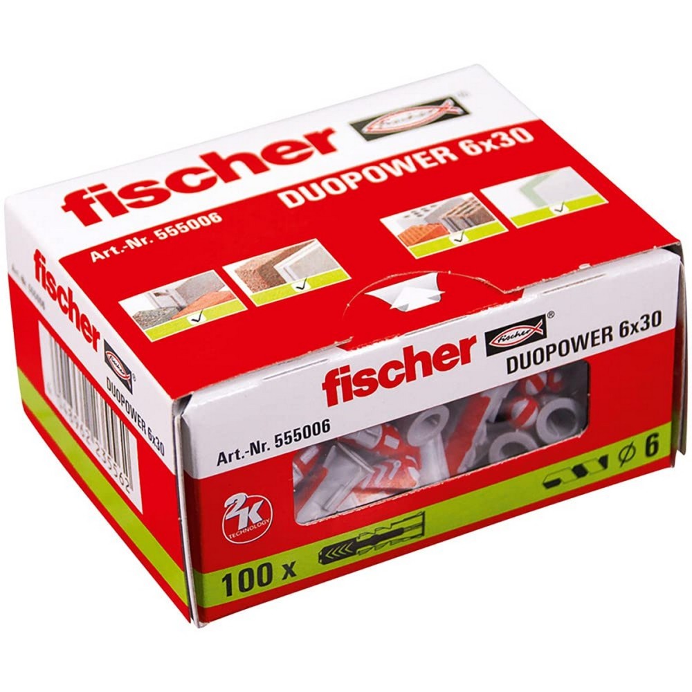 Crampons Fischer Duopower 555006 100 Pièces Ø 6 x 30 mm