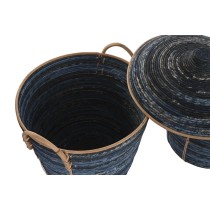 Set de basket DKD Home Decor Bleu Noir Boho 51 x 51 x 65 cm 3 Pièces