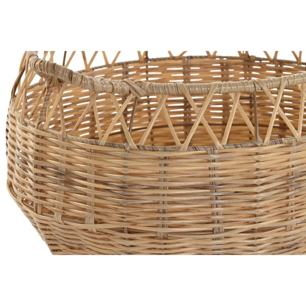 Basket set DKD Home Decor Natural Metal Polyethylene 38 x 38 x 34 cm 38 x 38 x 27 cm 3 Pieces