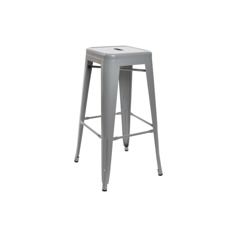 Hocker DKD Home Decor 43 x 43 x 76 cm Grau Metall