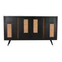 Anrichte DKD Home Decor Schwarz Rattan Mango-Holz (160 x 40 x 90 cm)