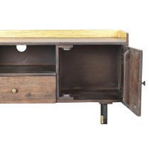 TV-Möbel DKD Home Decor Dunkelbraun Schwarz Gold Metall Mango-Holz (130 x 45 x 60 cm)