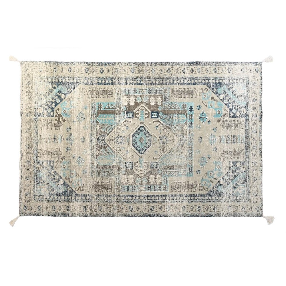 Tapis DKD Home Decor Finition vieillie Bleu Coton Arabe (120 x 180 x 1 cm)