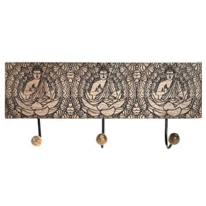 Wandgarderobe DKD Home Decor Metall Mango-Holz natürlich Buddha Orientalisch 38 x 6 x 18 cm