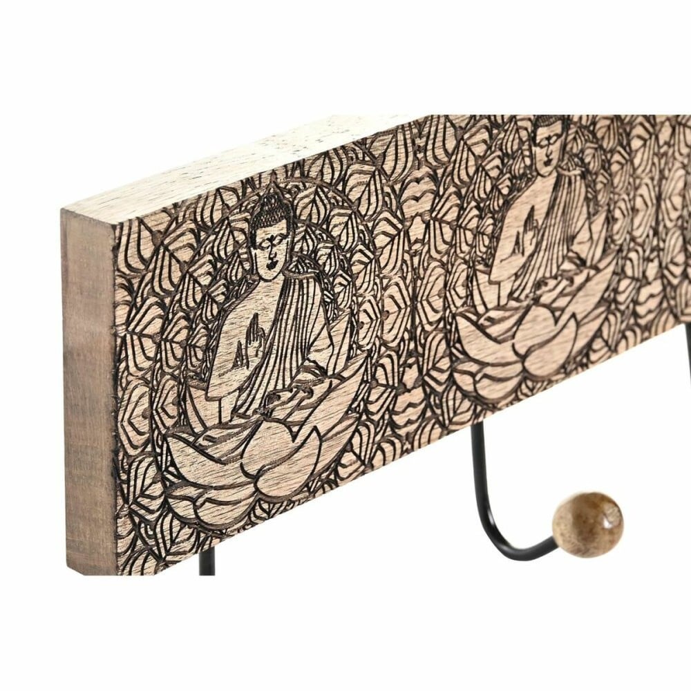 Wandgarderobe DKD Home Decor Metall Mango-Holz natürlich Buddha Orientalisch 38 x 6 x 18 cm