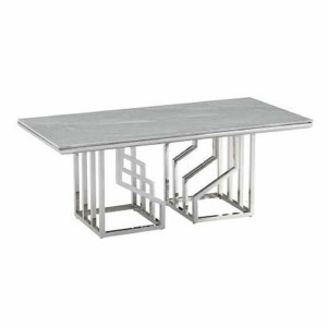 Table Basse DKD Home Decor Blanc Argenté Verre Acier 120 x 60 x 40 cm