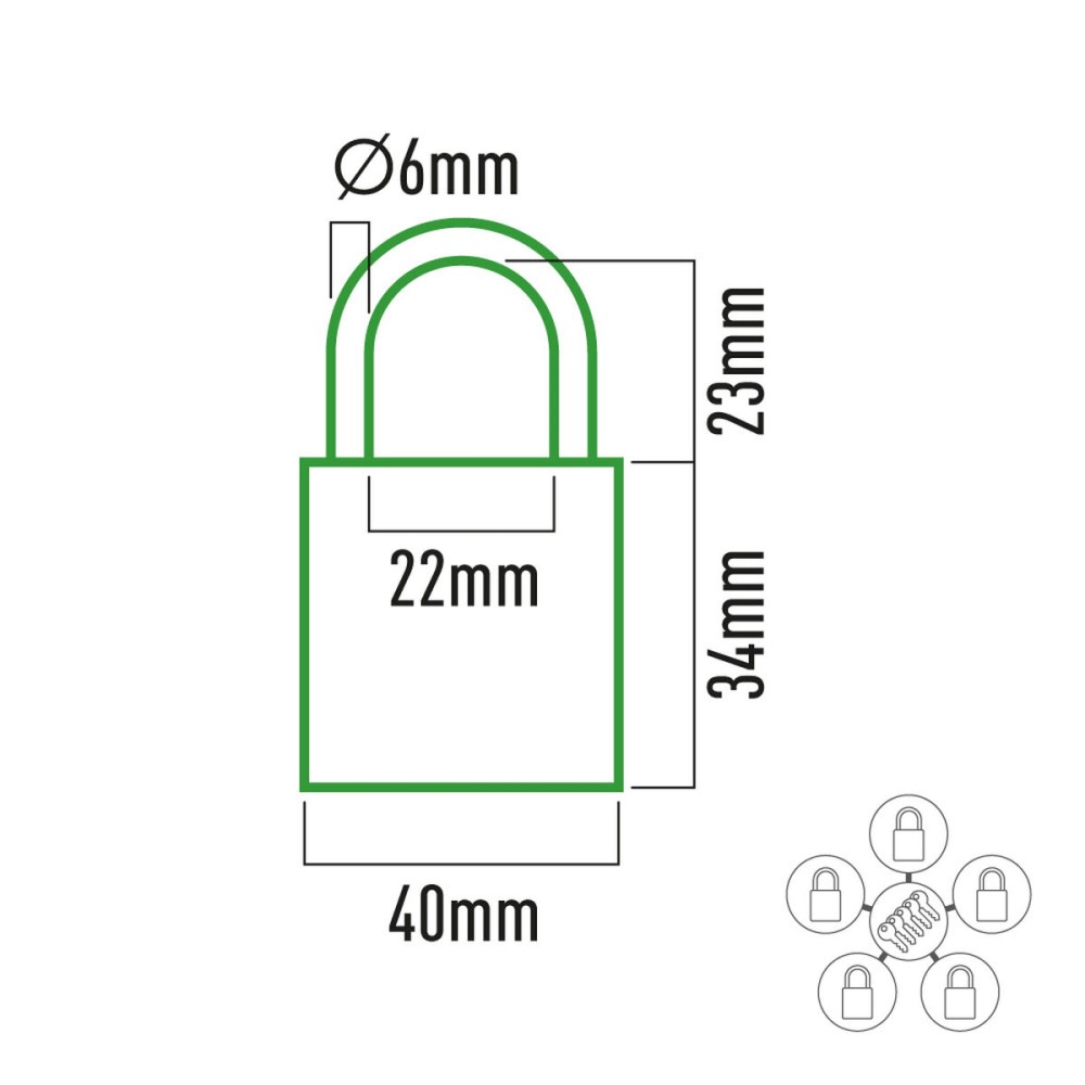 Key padlock EDM 85245 Brass 40 x 23 mm (5 Units)