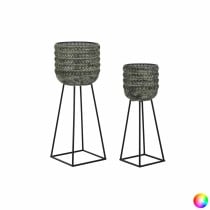 Set de pots de fleurs DKD Home Decor Usé 32 x 32 x 84 cm Métal (2 Unités)