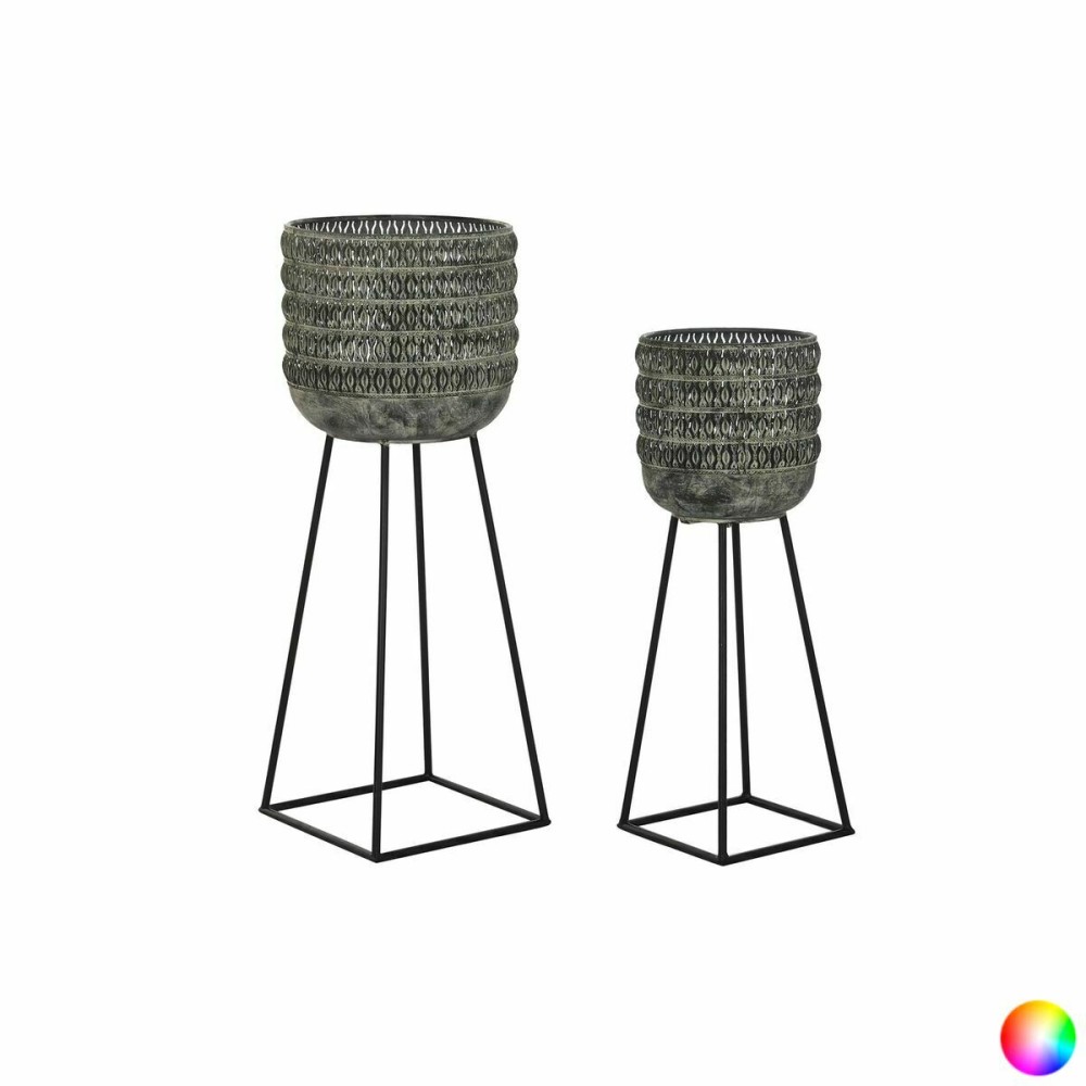 Set of Planters DKD Home Decor Worn 32 x 32 x 84 cm Metal (2 Units)