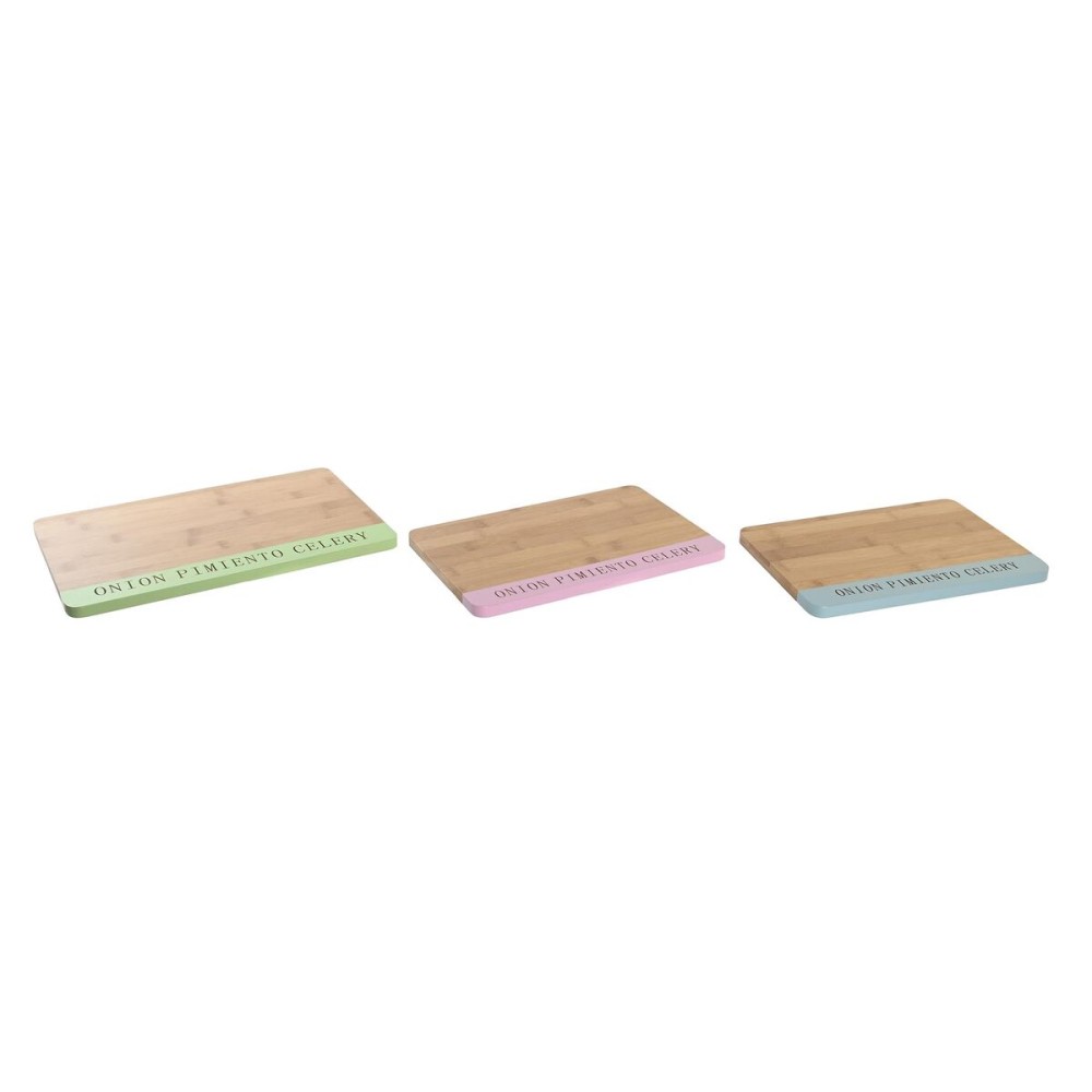 Planche à découper DKD Home Decor Bleu Vert Rose Bambou 33,5 x 22,4 x 1,2 cm