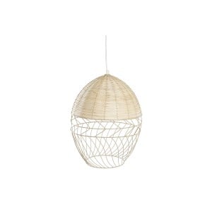 Deckenlampe DKD Home Decor Metall Weiß Hellbraun Rattan 50 W (30 x 30 x 38 cm)