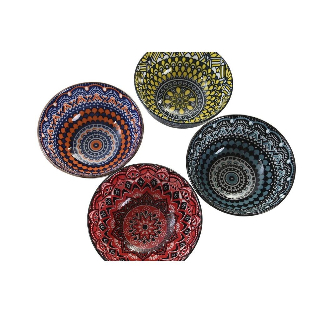 Set de sushi DKD Home Decor Multicouleur Bambou Grès Mandala Oriental 34 x 34 x 6,5 cm (12 Pièces)