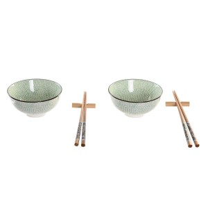 Sushi Set DKD Home Decor 30 x 21 x 7 cm Green Sky blue Stoneware Oriental (6 Pieces)