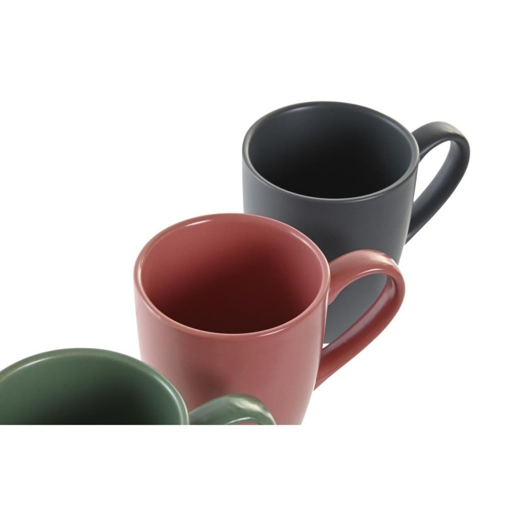 Ensemble de 4 mugs DKD Home Decor Vert Rose Naturel Gris foncé Grès 160 ml 17 x 12 x 39 cm