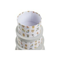 Boîte Multiusage DKD Home Decor Blanc Enfant Multicouleur Fleurs Carton (37,5 x 37,5 x 18 cm)