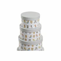 Boîte Multiusage DKD Home Decor Blanc Enfant Multicouleur Fleurs Carton (37,5 x 37,5 x 18 cm)