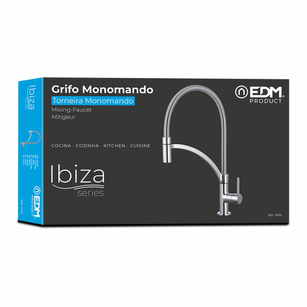 Mixer Tap EDM 01125 Ibiza Stainless steel Brass Zinc 4,9 x 20 x 44, 5 cm