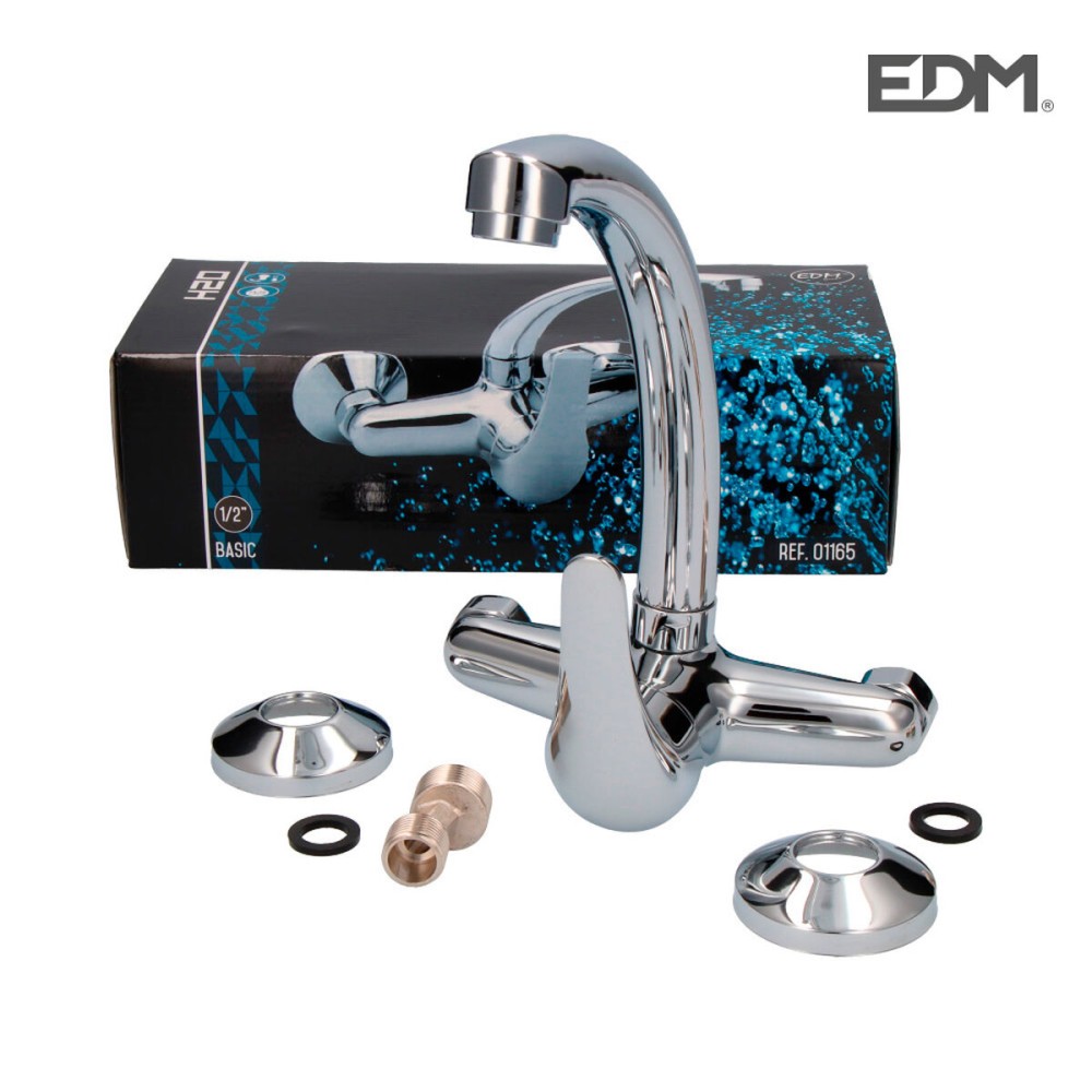 Mixer Tap EDM 01165 Silver Stainless steel Brass Zinc