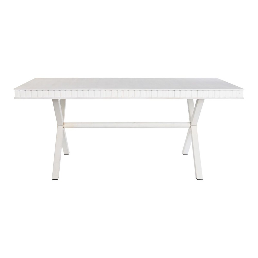 Table de Salle à Manger DKD Home Decor Blanc Métal Bois de manguier 180 x 90 x 76 cm